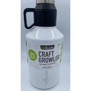 Reduce Craft Growler 64 Oz White Vacuum Insulated Dual Opening Lid Hot/Cold New